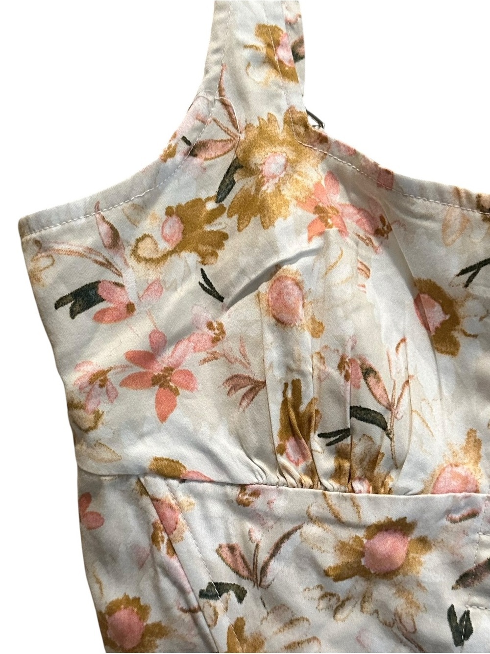 Forever 21 Cream Floral Adjustable Straps Corset Crop Top Women’s Size Medium - Picture 3 of 9